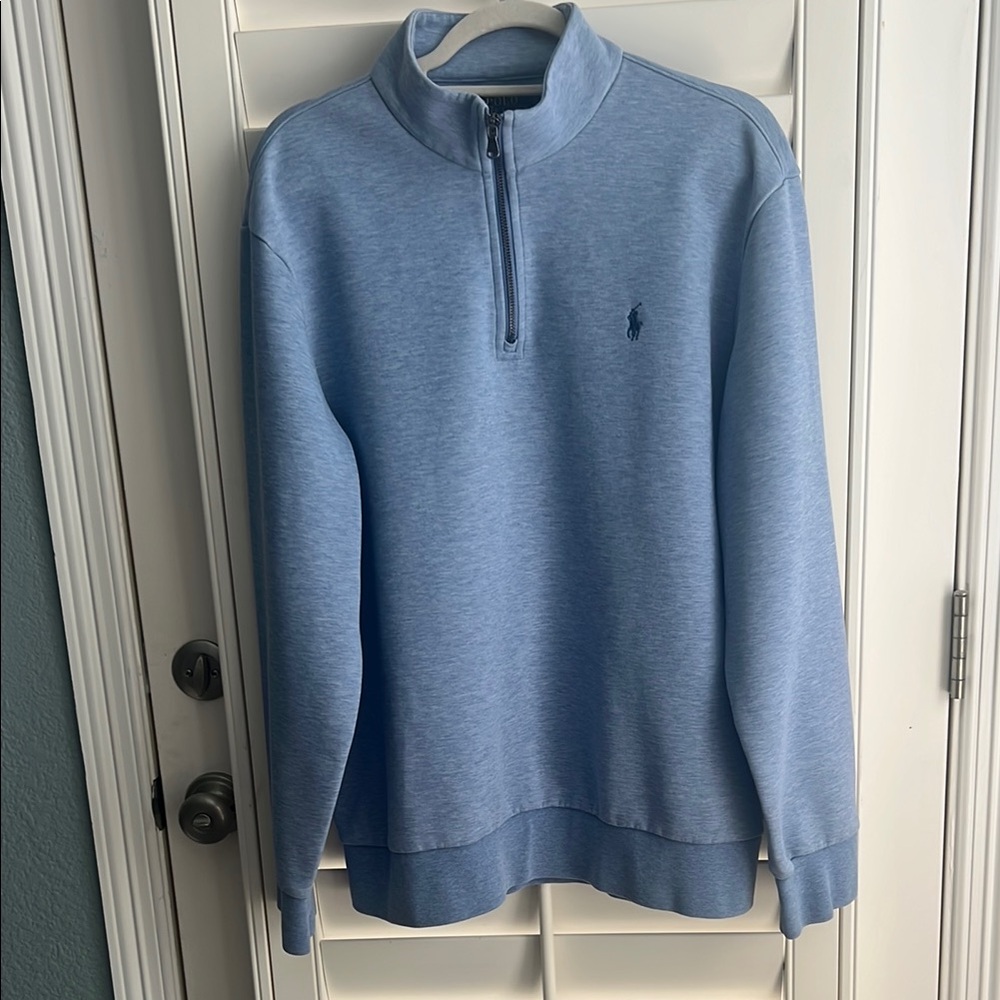EUC Polo Ralph Lauren quarter zip pullover. Size XL. Color is light blue